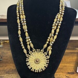 1928 Gold and Silver Beaded Necklace